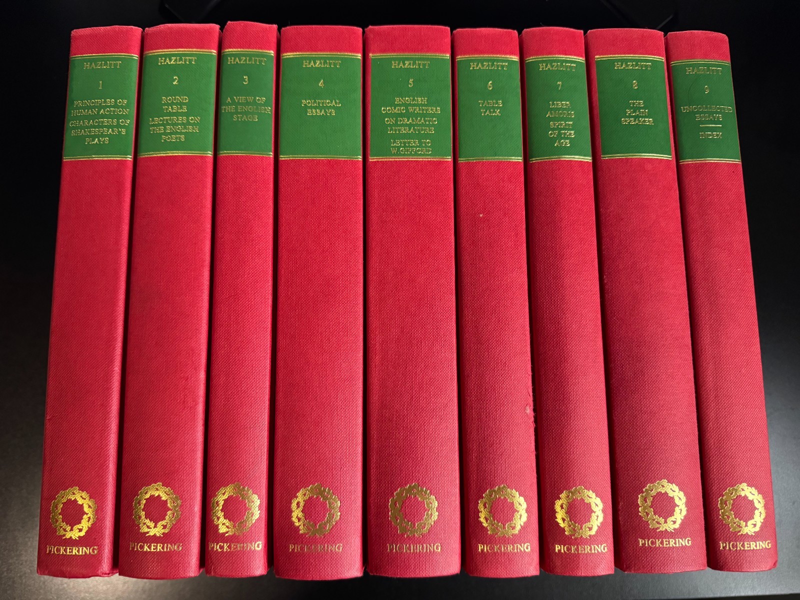 „THE SELECTED WRITINGS OF WILLIAM HAZLITT“ [PICKERING MASTERS / 9-VOL COMPLETE]