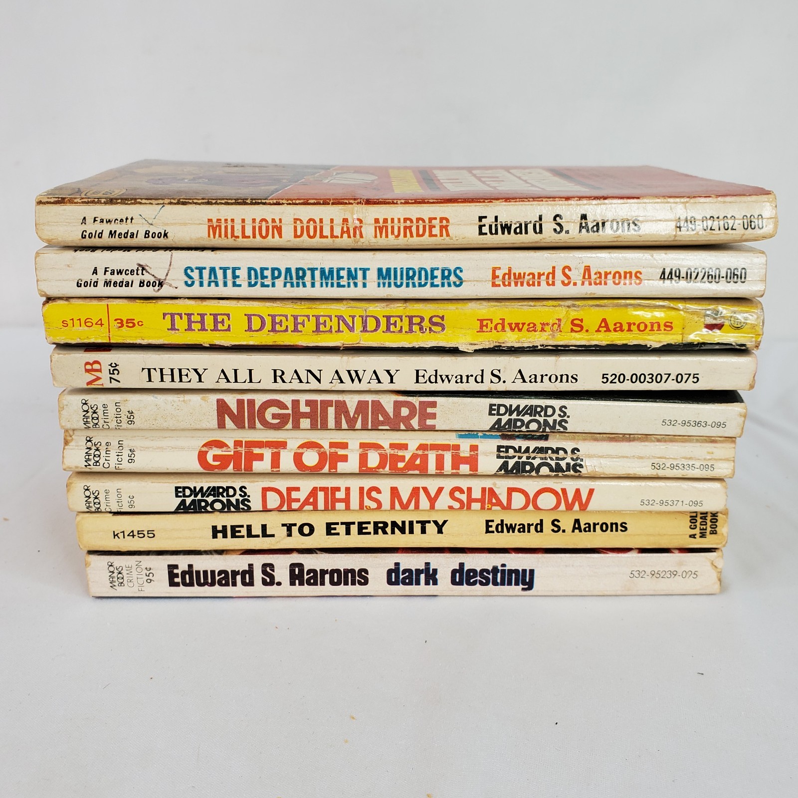 Lot of 9 Edward S Aarons Paperback Books Vintage 1970s Suspense Thriller Mystery