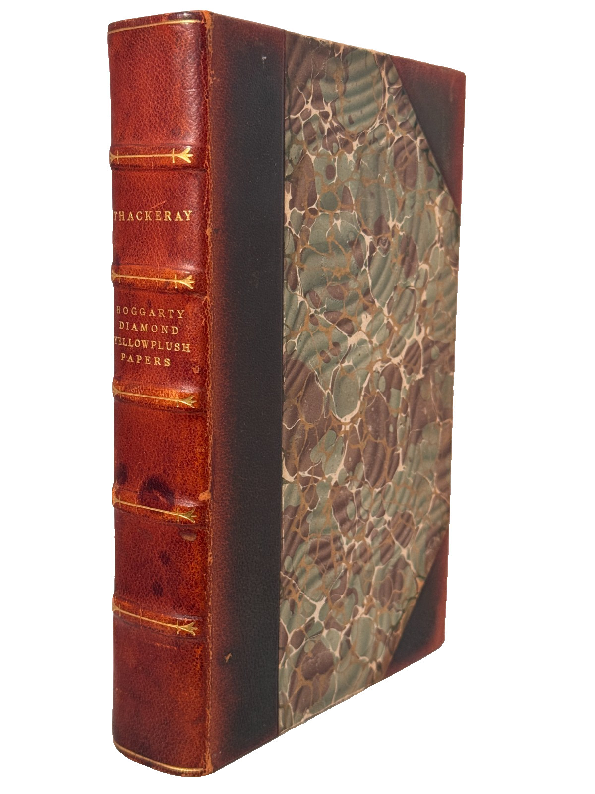 HOGGARTY DIAMOND / YELLOWPLUSH by William Makepeace Thackeray 3/4 Leather Bound