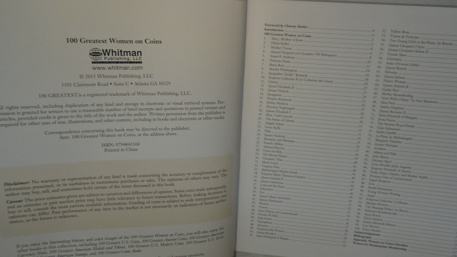 100 Greatest Women on Coins by Ron Guth Hardcover Book