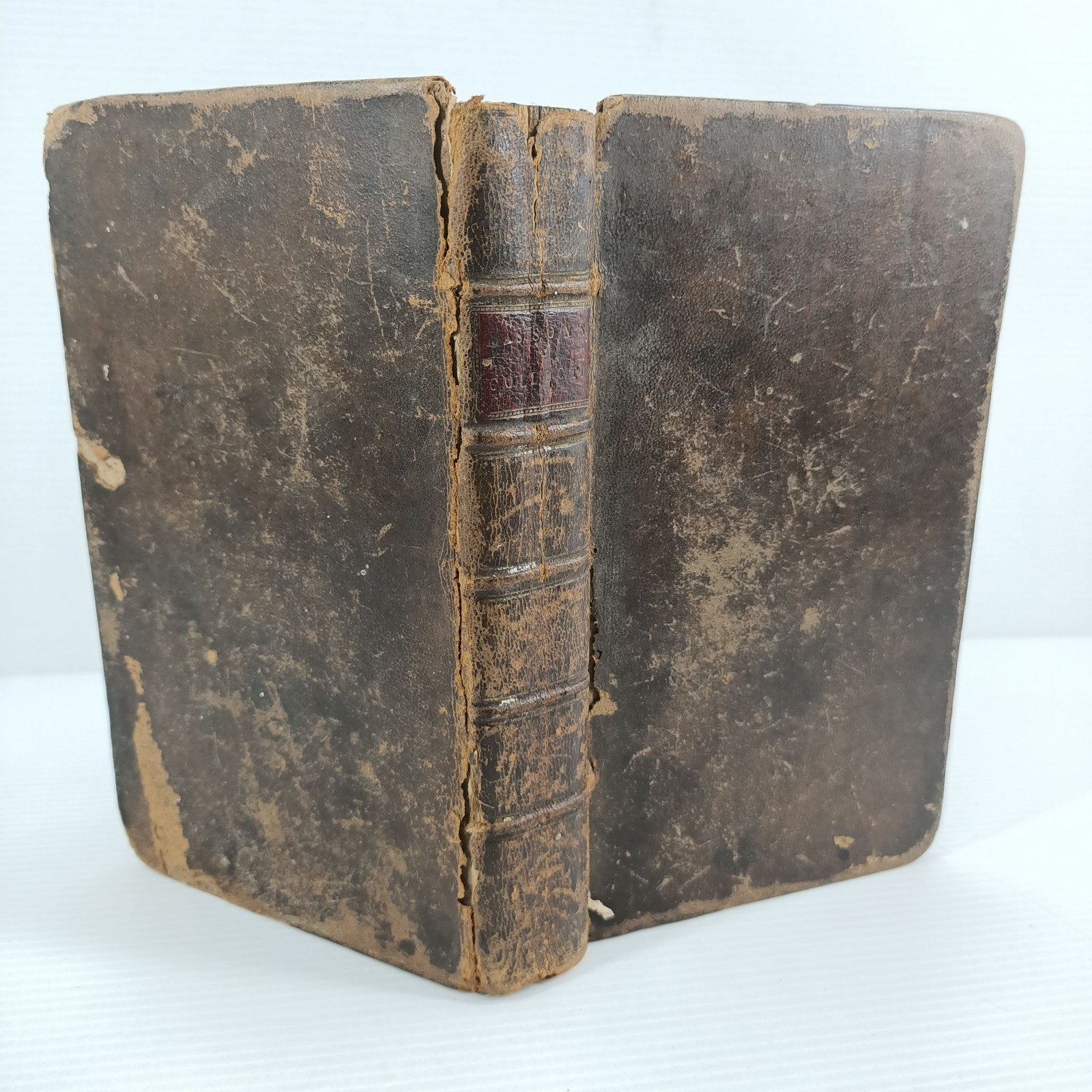 Antique Leather Bound Book Collection Fables Poems 18th Century Foxing Wear