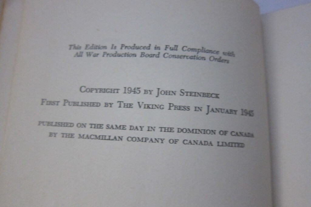 Cannery Row by John Steinbeck First Edition True 1st State Printing Buff Cloth