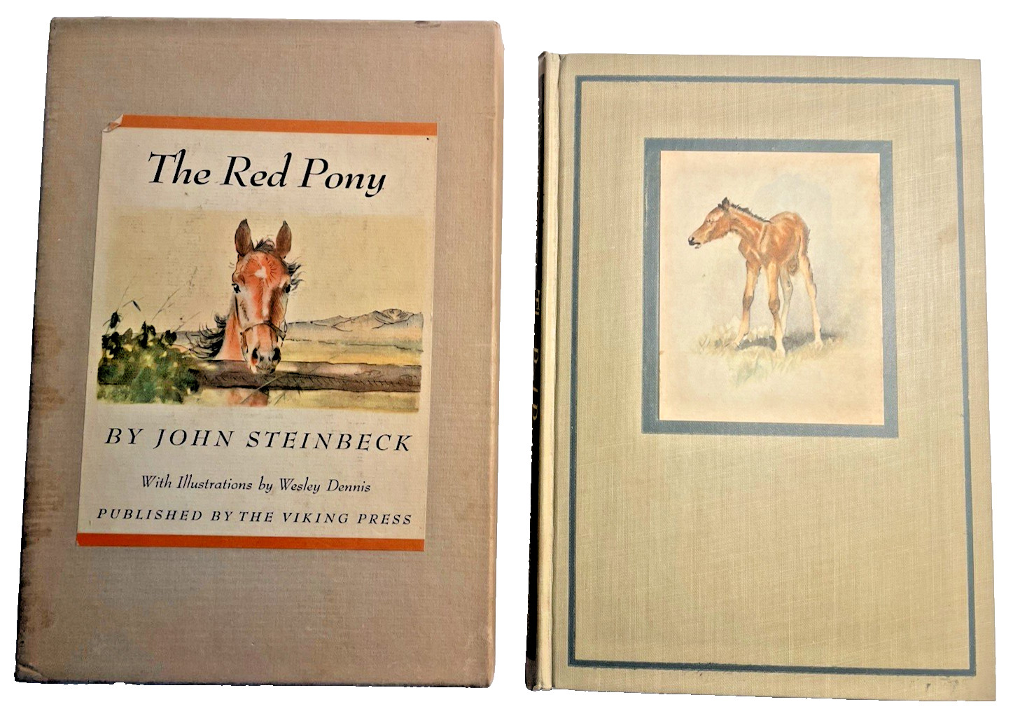 The Red Pony by John Steinbeck, First Illustrated Edition in Slipcase 1945