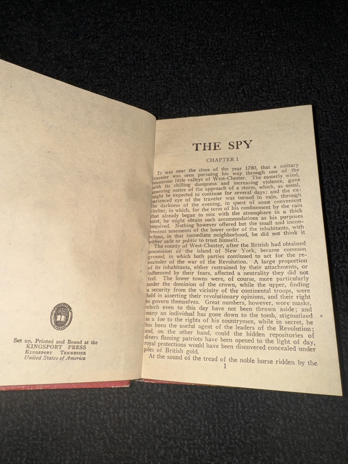The Spy by James Fenimore Cooper Vintage J.H. Sears & Company Book