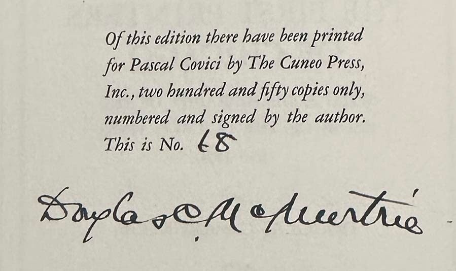 Douglas C McMURTRIE / FIRST PRINTERS OF CHICAGO Limited Signed 1st #196443