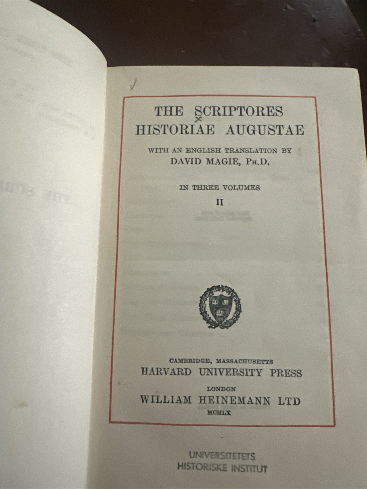 Scriptores Historiae Augustae David Magie Trans. 3 Vol Loeb HC Latin/Eng 1960 UK