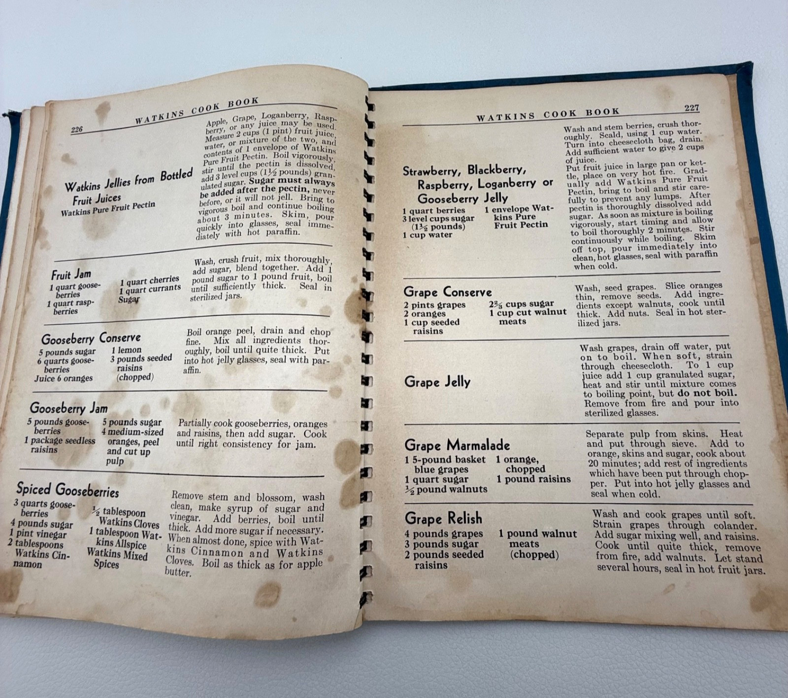 1938 Watkins Cook Book the J R Watkins Co Winona MN HC Spiral Bind 8.5×6.5