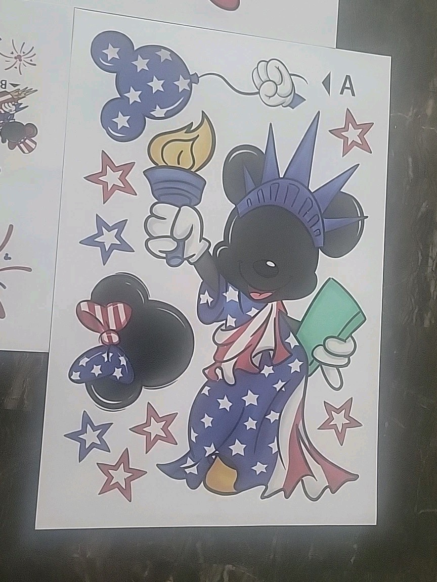 Static Window Clings Disney Mickey & Minnie Mouse July 4th Patriotic Set Of 4
