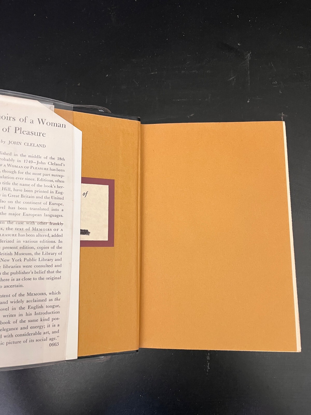 John Cleland’s Memoirs of a Woman of Pleasure Fanny Hill Hardcover 1963