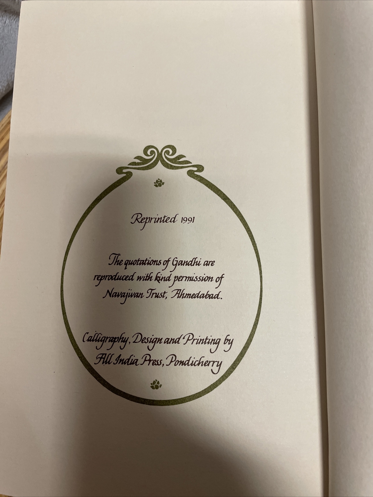 Quotes Of Gandhi. 1995, New Delhi. 224 Pages. Khadi cloth