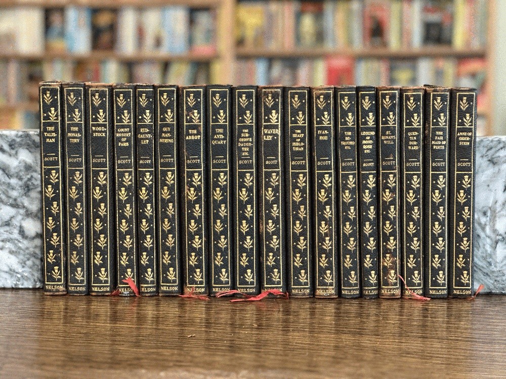 Set of 18 Sir Walter Scott (1907, Thomas Nelson) Leather