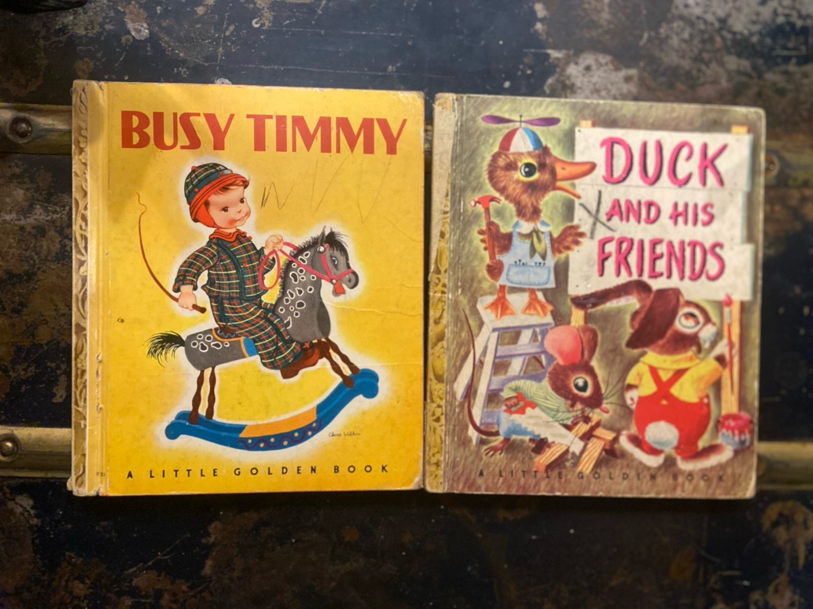 Busy Timmy 1948 Duck And His Friend 1949 Richard Scary Little Golden Book Rare