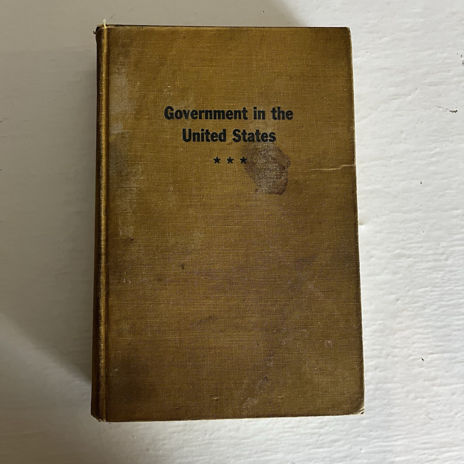 Government in the United States by Claudius O. Johnson 3rd Ed 1946 Hardcover