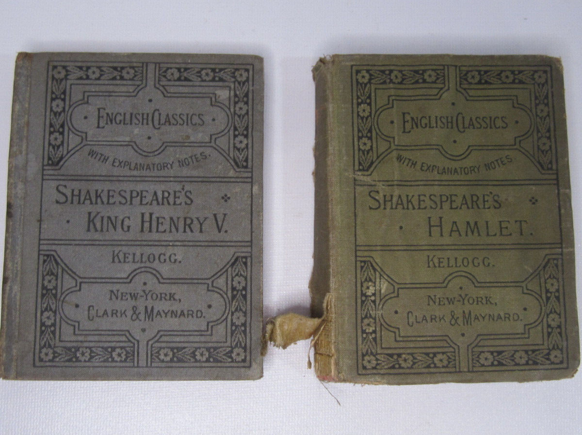 Antique 1883 Shakespeare’s Hamlet & King Henry V Notes by Brainerd Kellogg