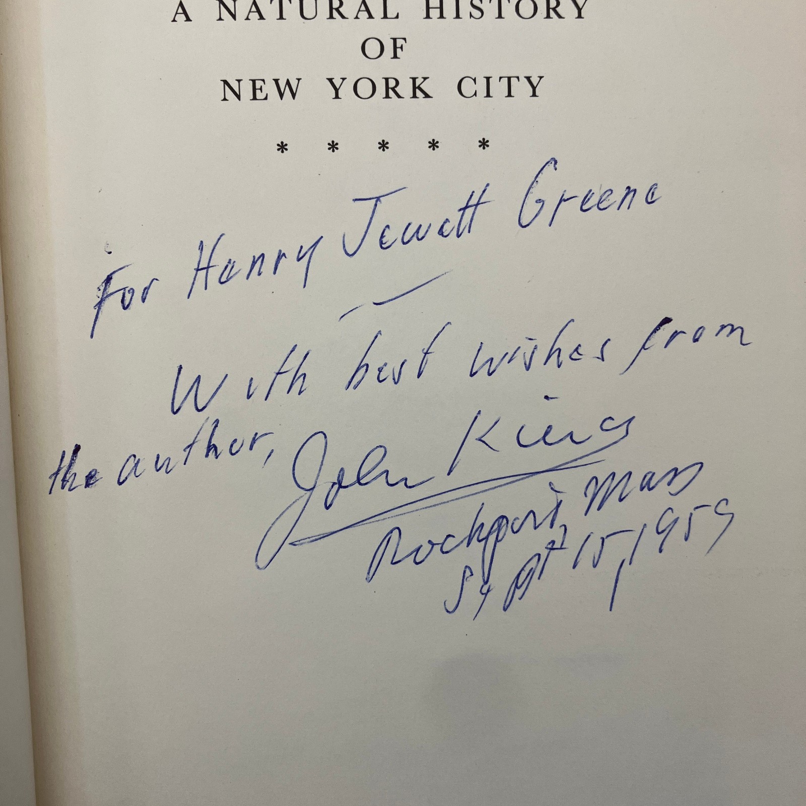 Natural History of New York City SIGNED Vintage 1959 Ex-Library HC 1st Printing