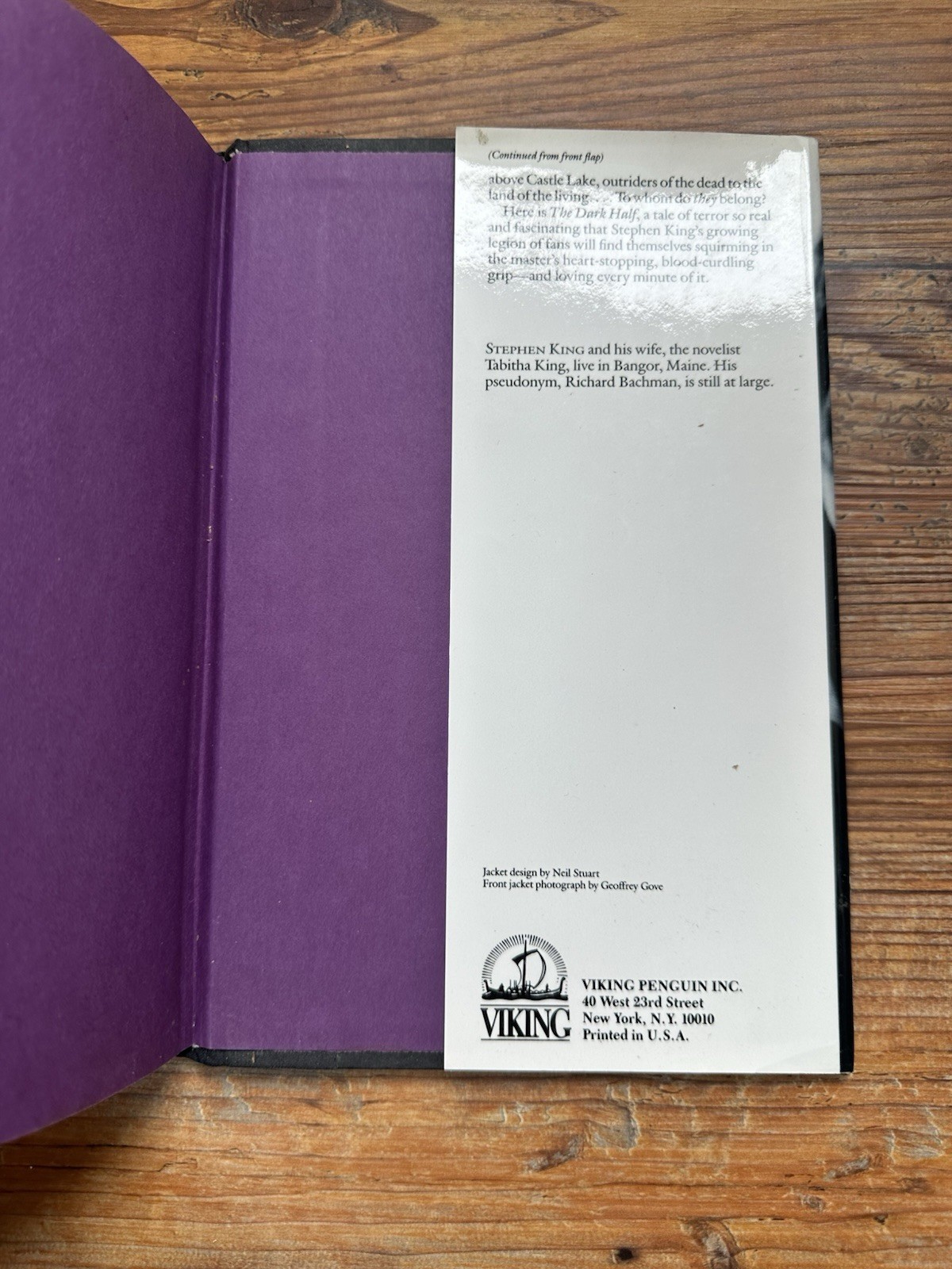 VTG 1989 The Dark Half HC Book Stephen King Viking Penguin 1st Edition 1st Print