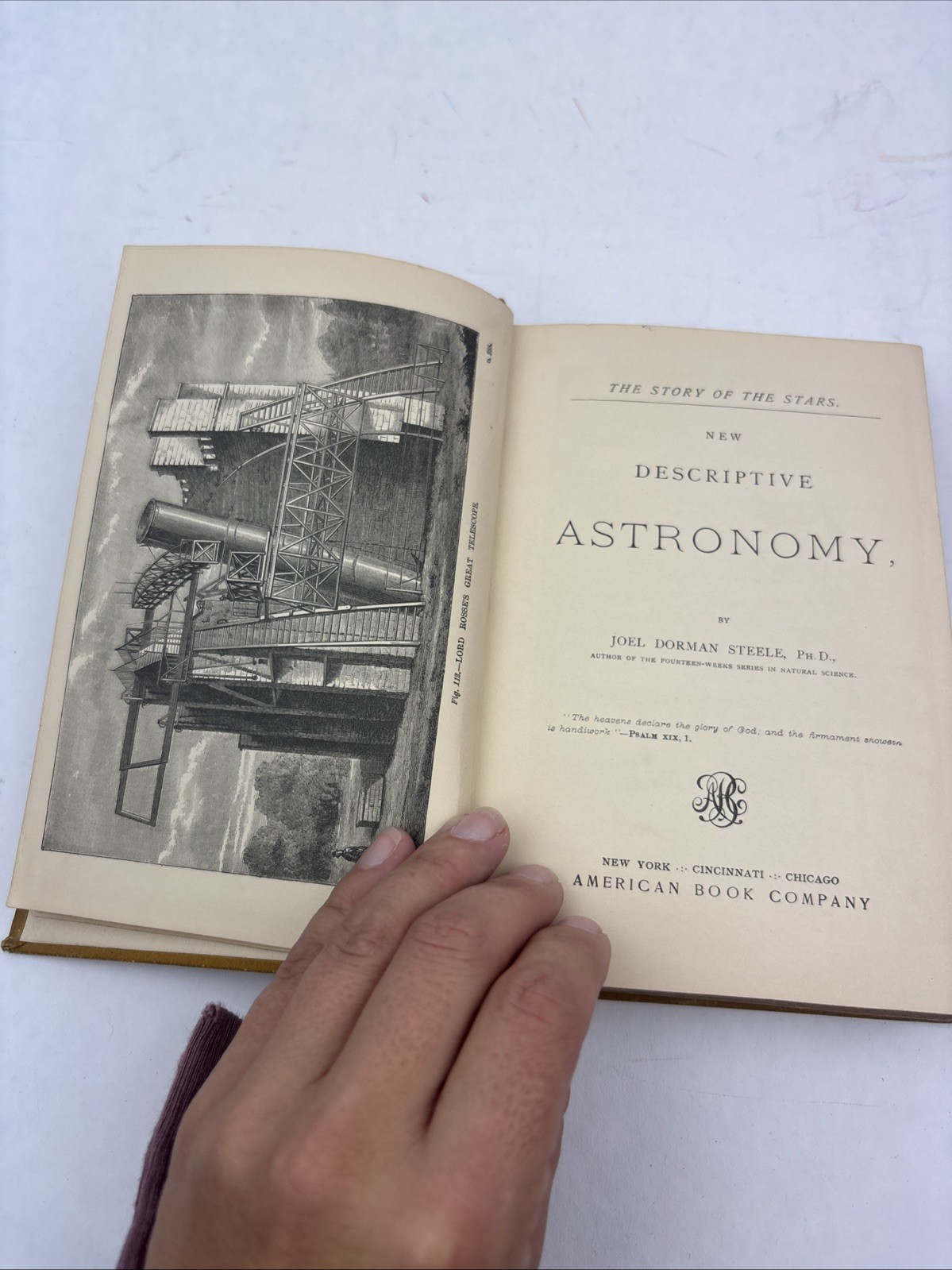 1884 Steele’s Sciences New Descriptive Astronomy by Joel Dorman Steele Hardcover