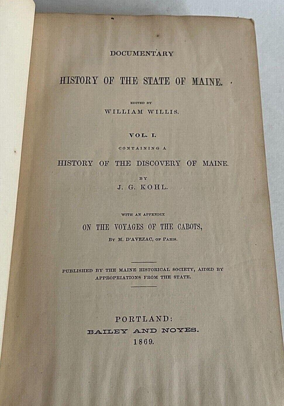 Collections Of Maine Historical Society 1869 By J. G. Kohl Vol 1 Fold Out Maps
