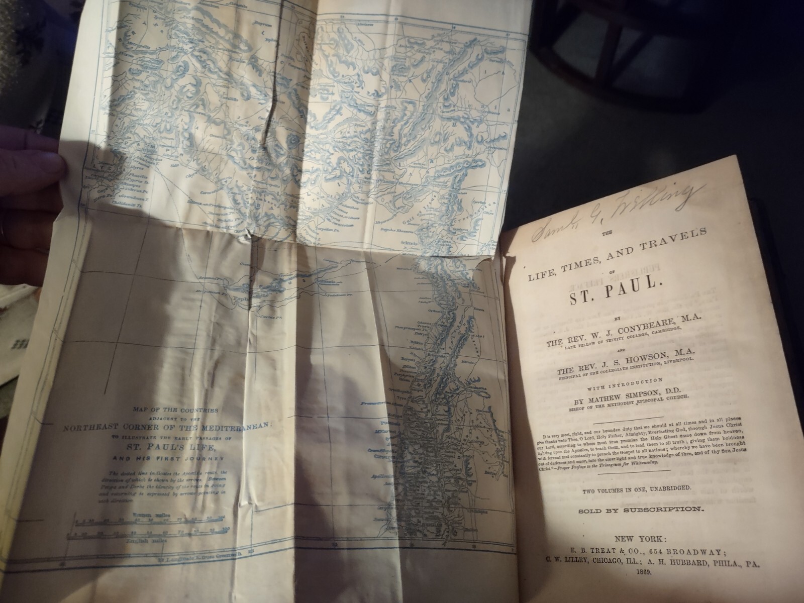 THE LIFE, TIMES, AND TRAVELS OF ST. PAUL 1st Edition, 1869, 3/4 Leather,Map