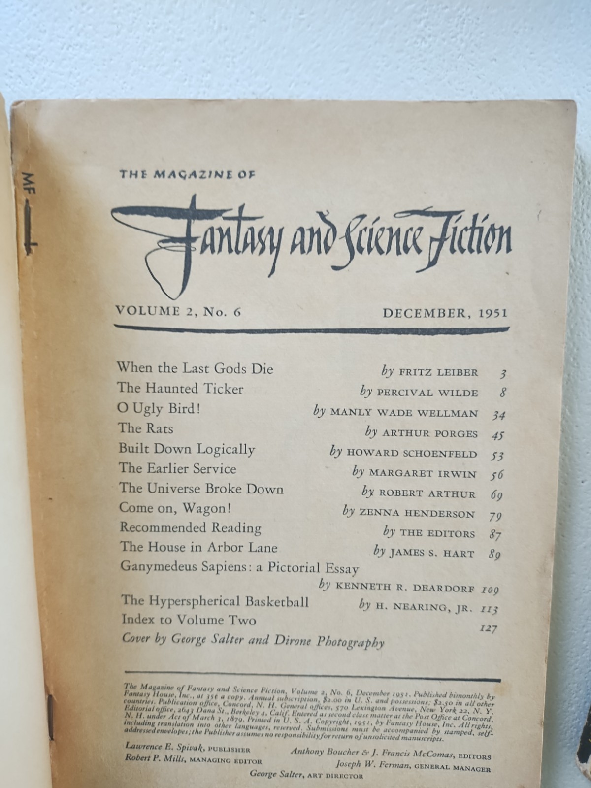 Lot Of (9) The Magazine of Fantasy and Science Fiction Vintage 1950’s – (G) Good