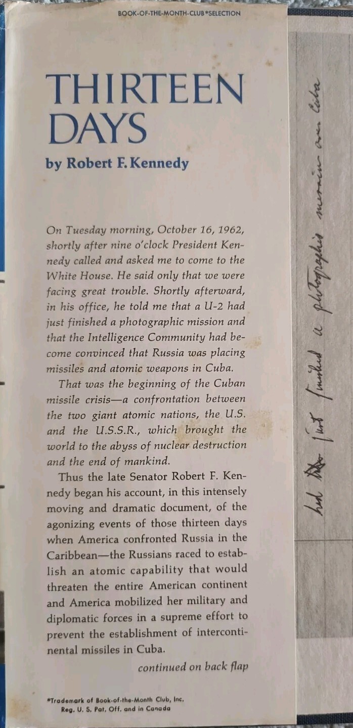 THIRTEEN DAYS Memoir of the Cuban Missile Crisis Robert F Kennedy FIRST EDITION