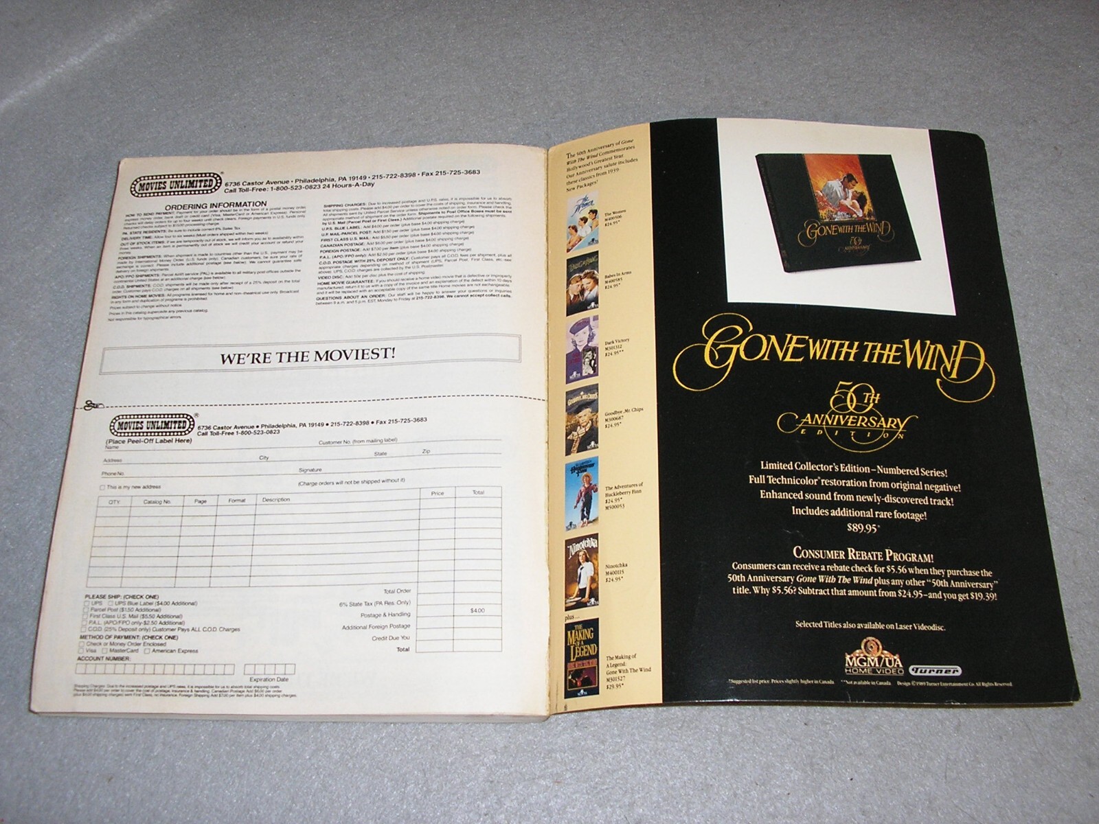 Vintage VHS Movie Book Catalog Film Movies Video Tapes Unlimited 1990 Edition