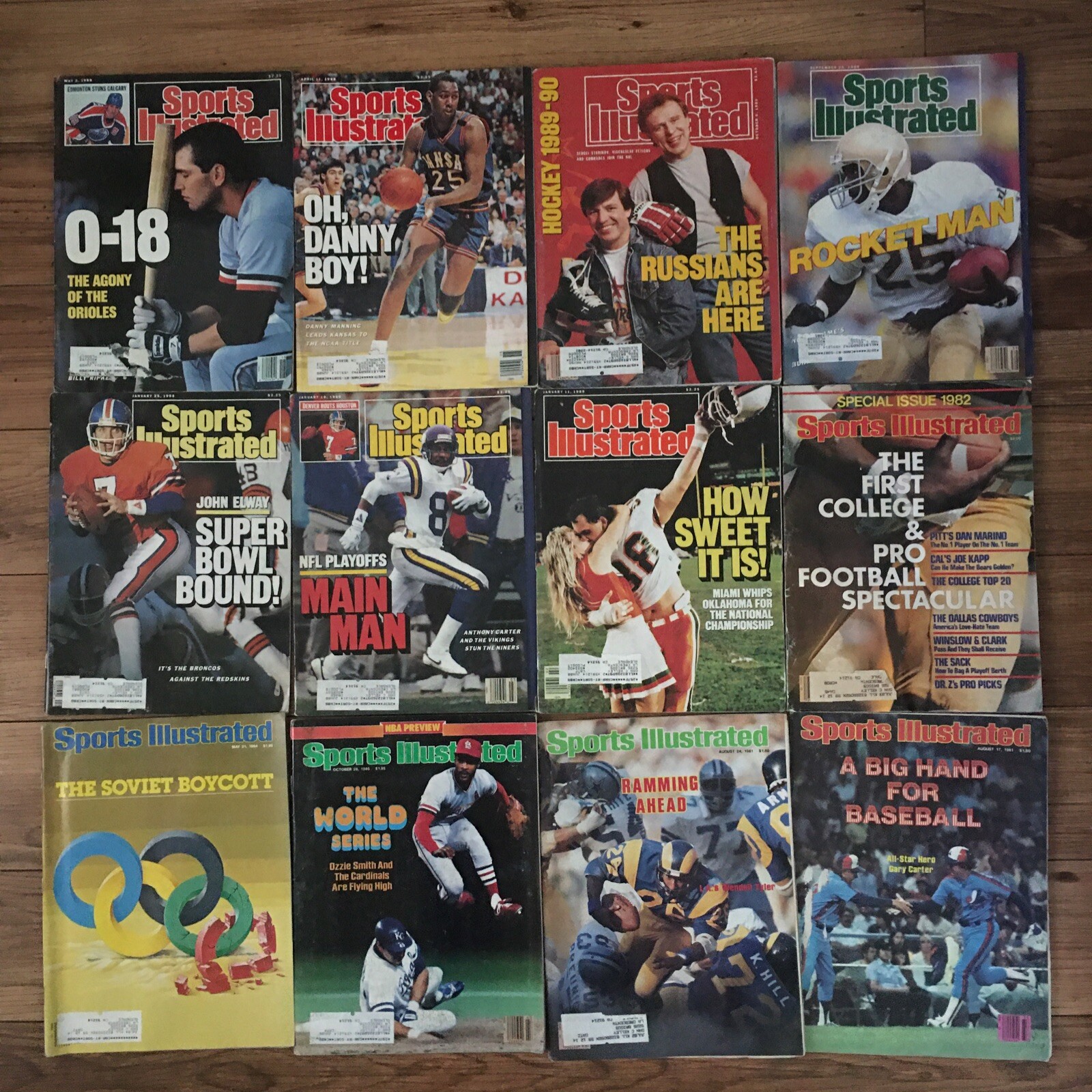 Sports Illustrated Lot 12 Mixed Issues Danny Manning, Rocket Man, John Elway