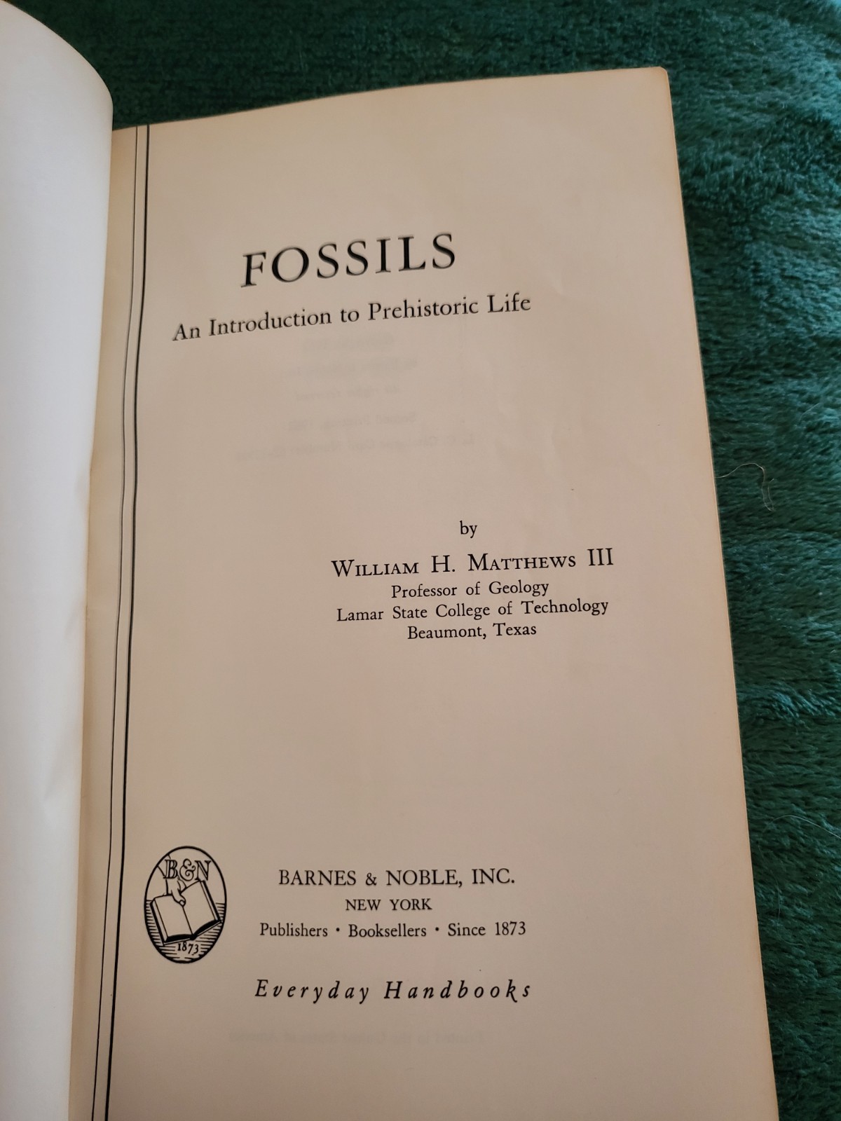 Fossils An Introduction to Prehistoric Life William H. Matthews Vintage PB Every