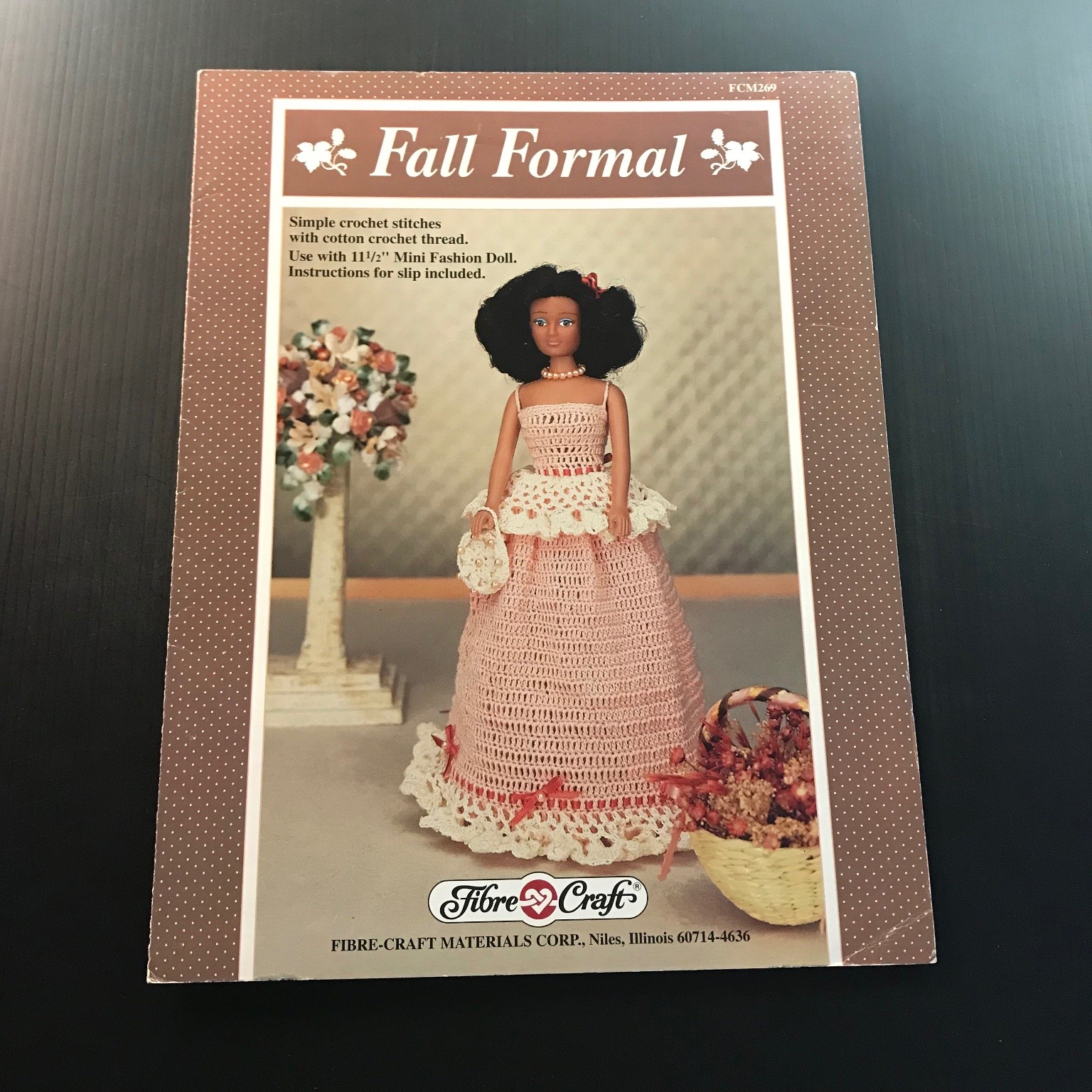 Fall Formal Fibre-Craft FCM269 1992 Crochet Pattern Book Doll Clothes