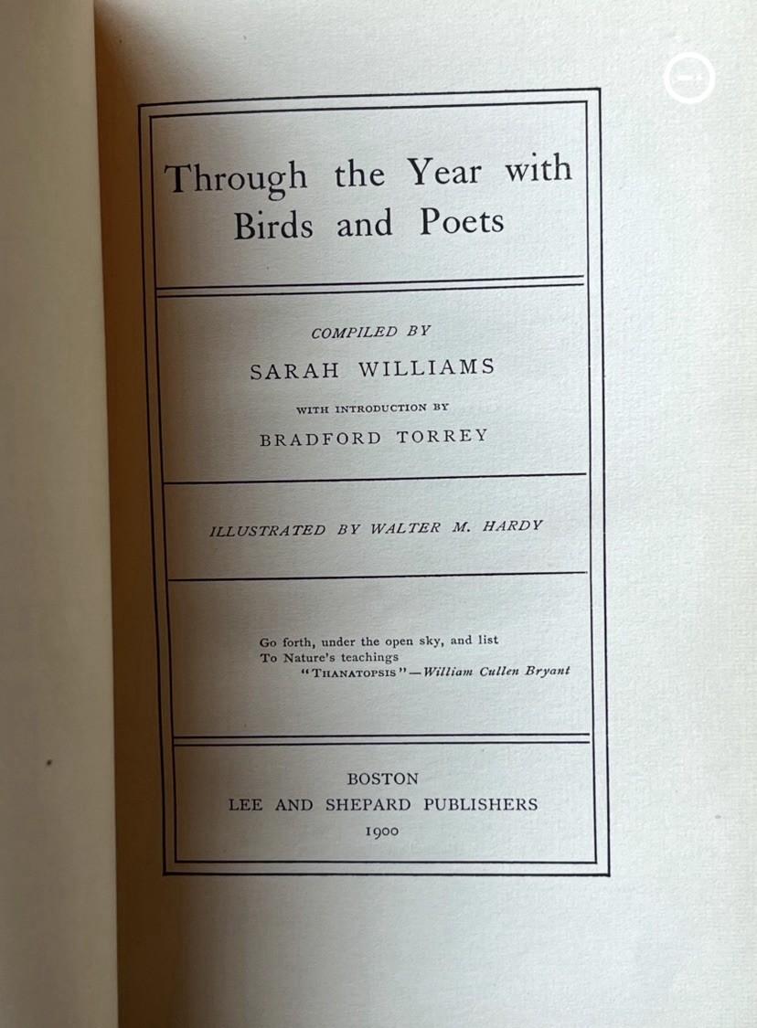 First Edition. 1900.Through the Year with Birds & Poets, Sarah Williams.