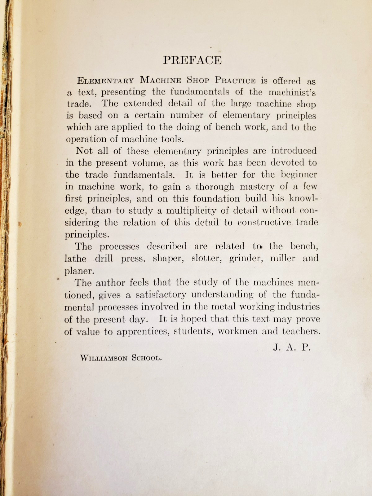 Elementary Machine Shop Practice -James A Pratt 2nd Prt. 1921 Van Nostrand Co