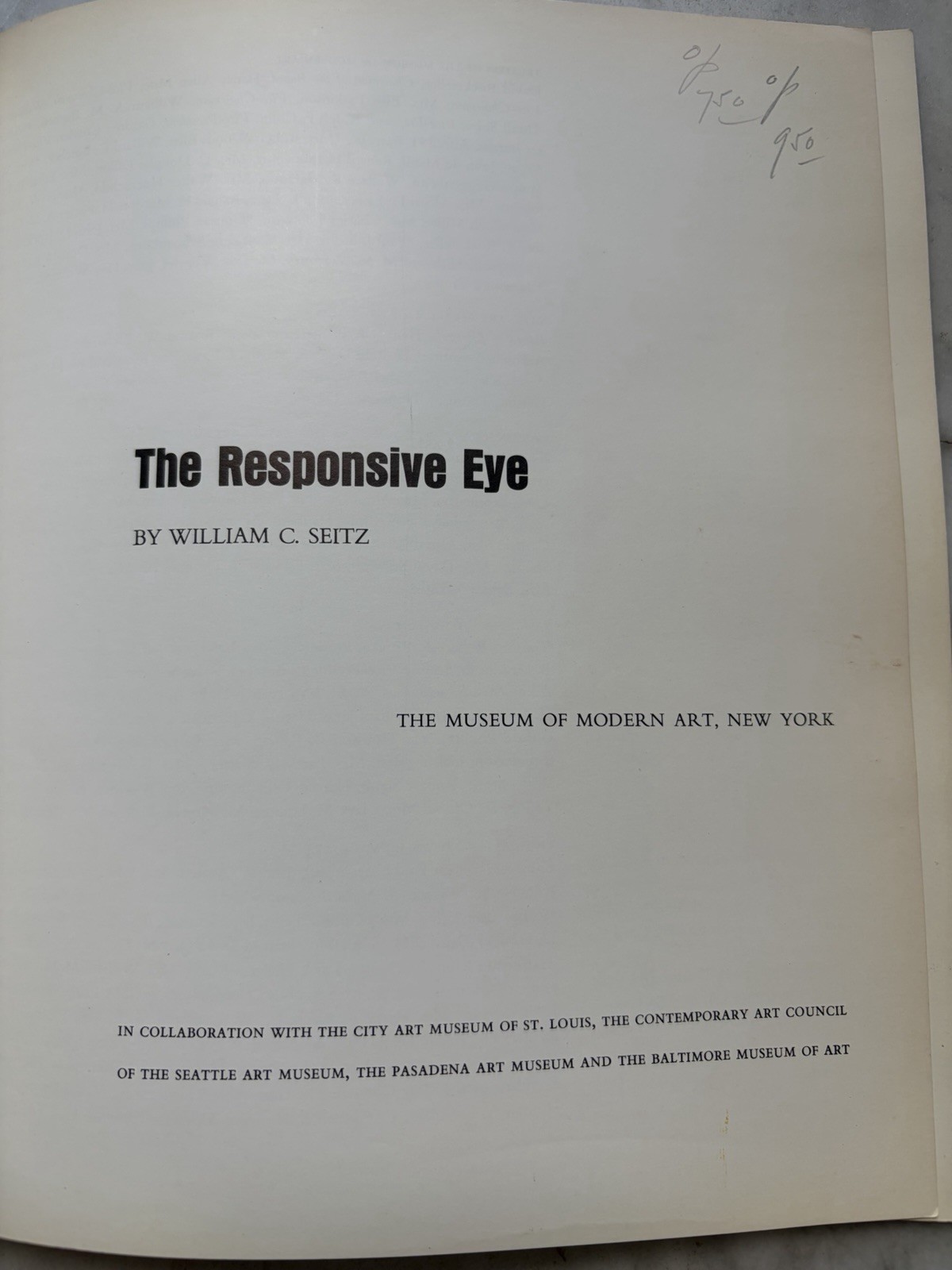 The Responsive Eye by William Seitz Museum of Modern Art, 1st Ed Softcover, 1965