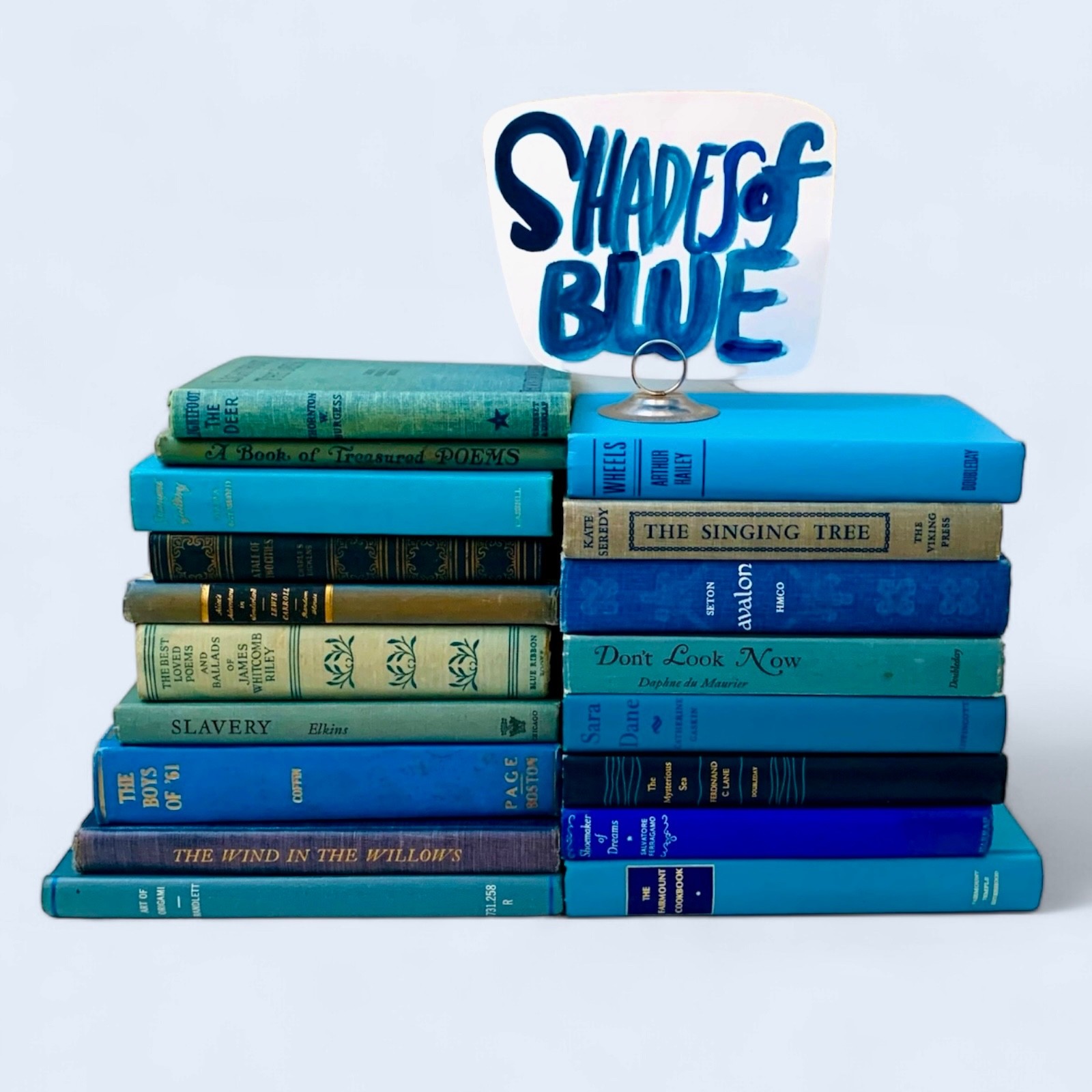 Random Lot 10 Vintage Books SHADES of BLUE Instant Library Staging Decor Color