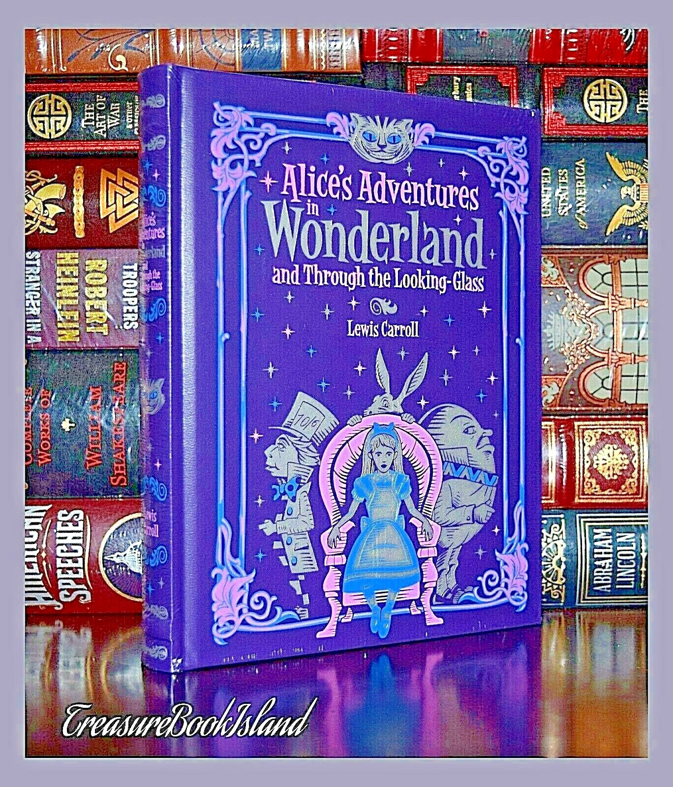 New Alice in Wonderland & Through Looking Glass Illustrated Sealed Leather Bound