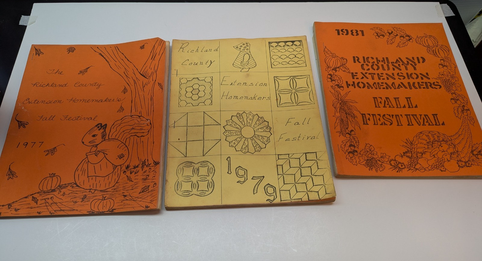 LOT OF 3 Handwritten Illustrated Books Richland County Softcover Vintage