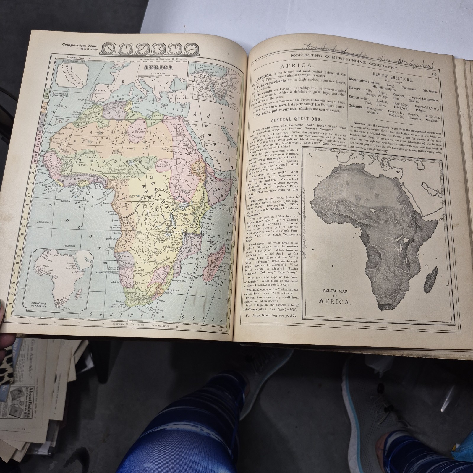 1872 Monteith’s Comprehensive Geography New England Edition Atlas Color Maps C03