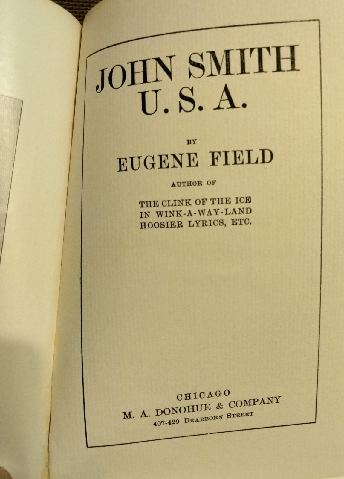 John Smith U.S.A. by Eugene Field 1905 HB