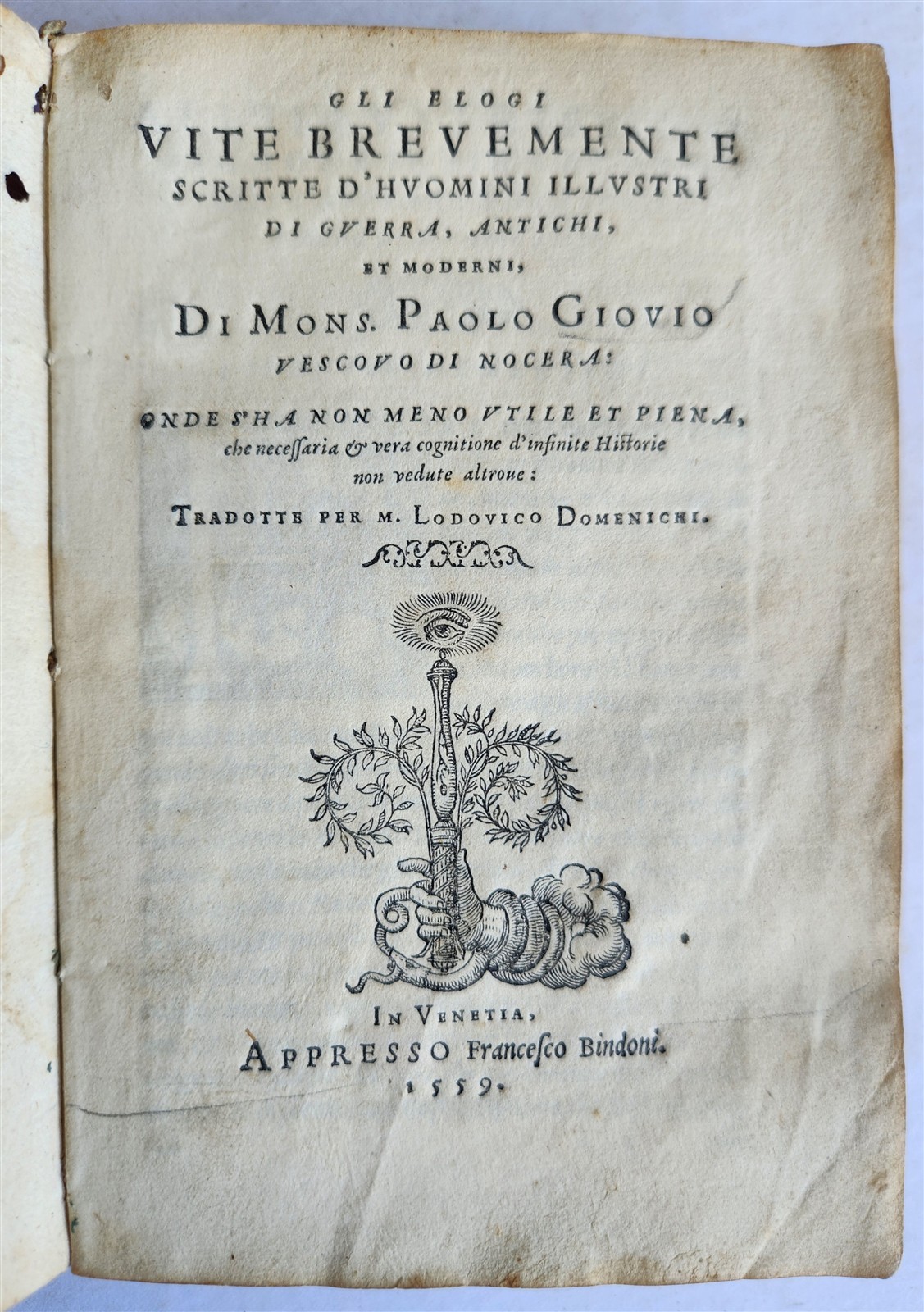 1559 HISTORY by PAOLO GIOVIO antique 16th Century VELLUM BINDING