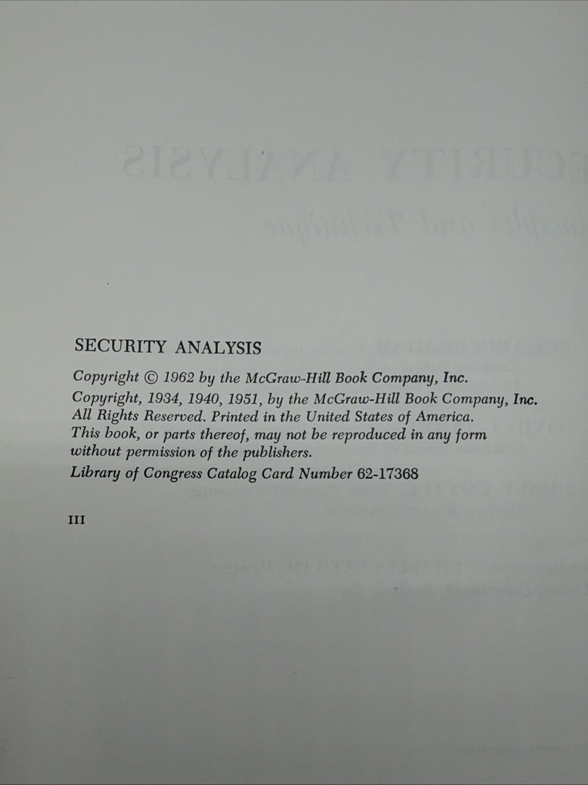 Security Analysis Principles and Technique Benjamin Graham Fourth Edition