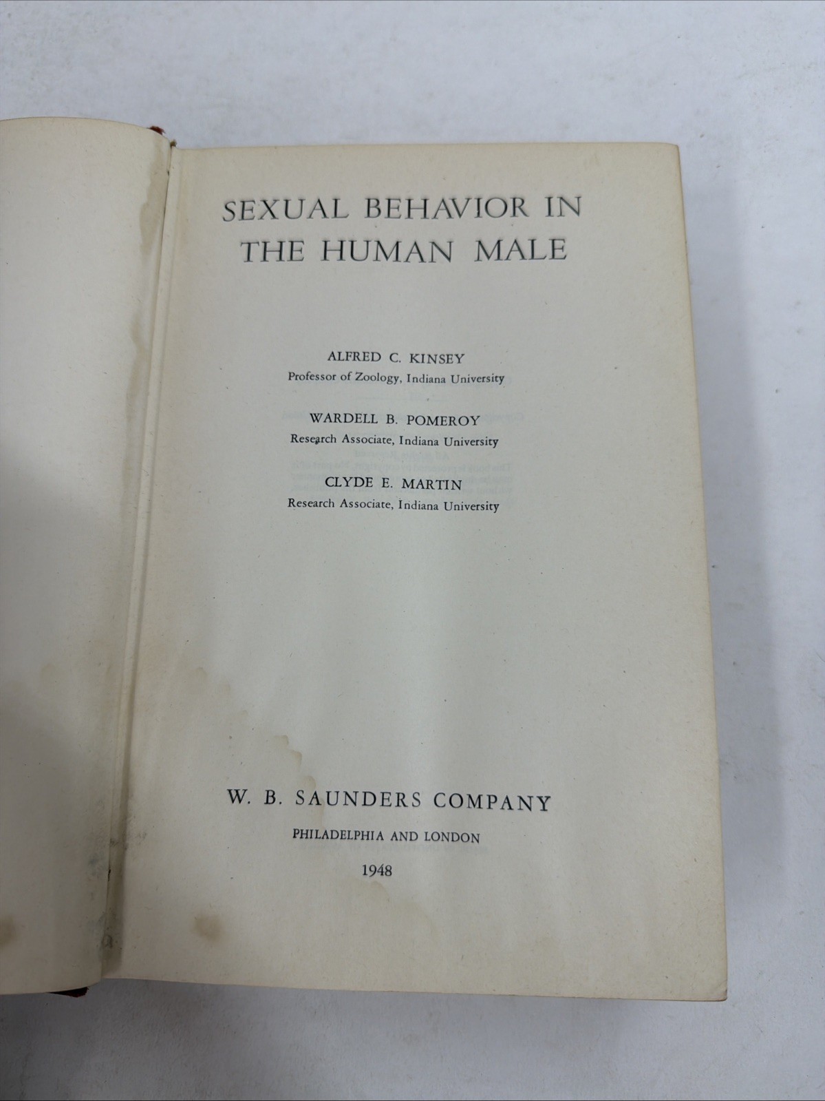 Sexual Behavior in the Human Male 1948 7th Printing Kinsey Pomeroy Martin HC (07