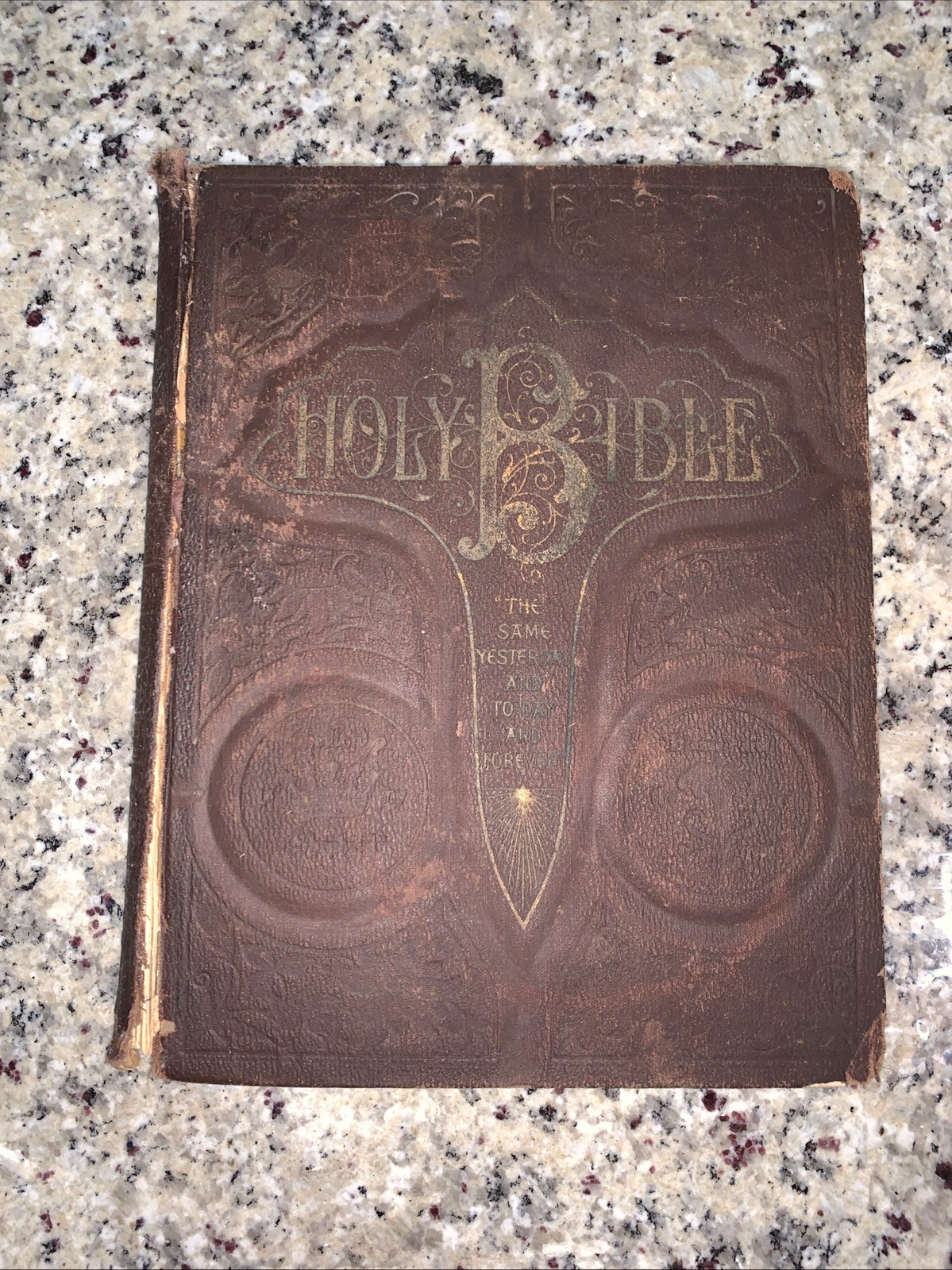 RARE! 1903 HOLY BIBLE A.J. Holman & Co. ANTIQUE Brown Leather Illustrated Book