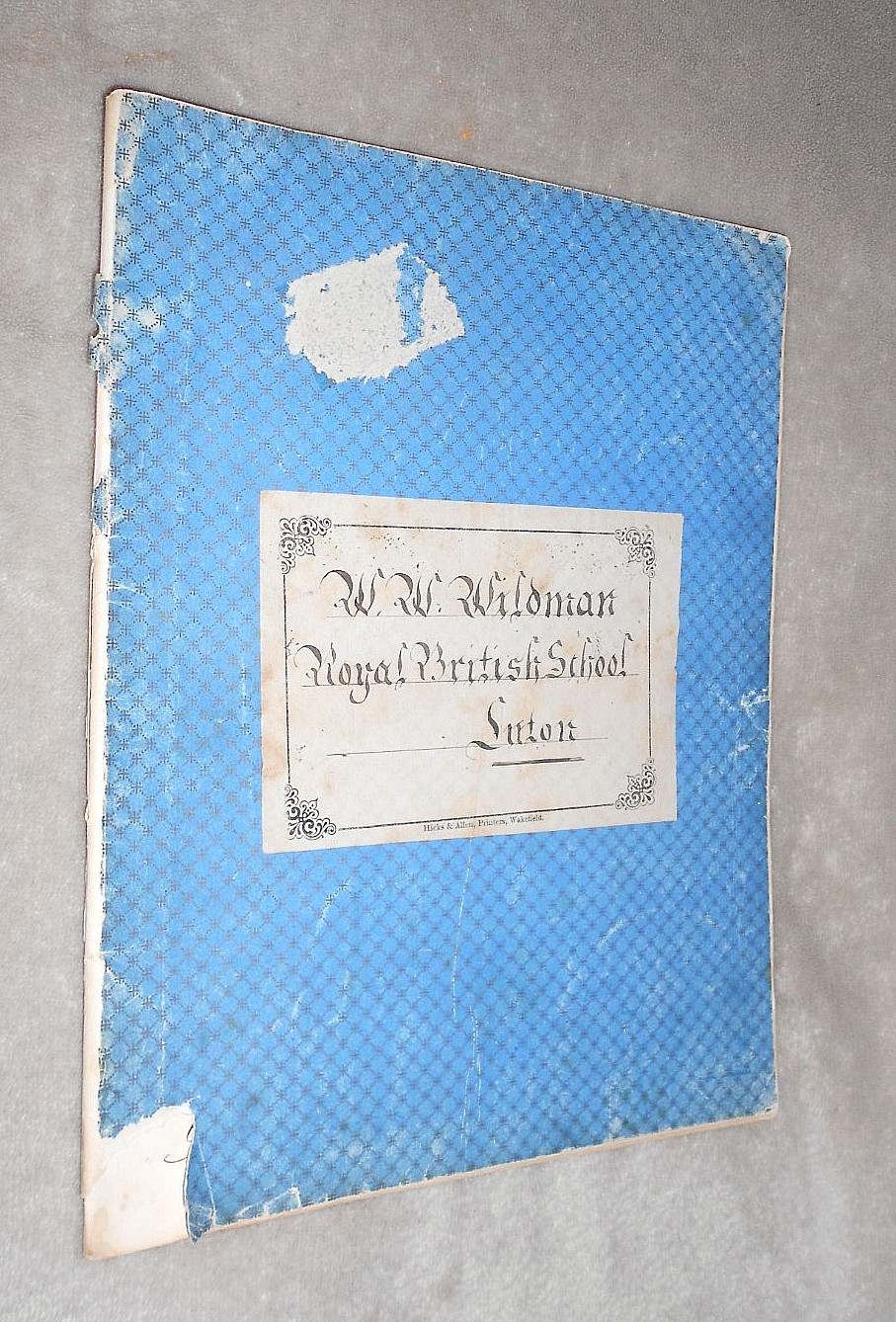 1868 HANDWRITTEN EXERCISE BOOK. LUTON. ROYAL BRITISH SCHOOL. 21 WRITTEN PAGES