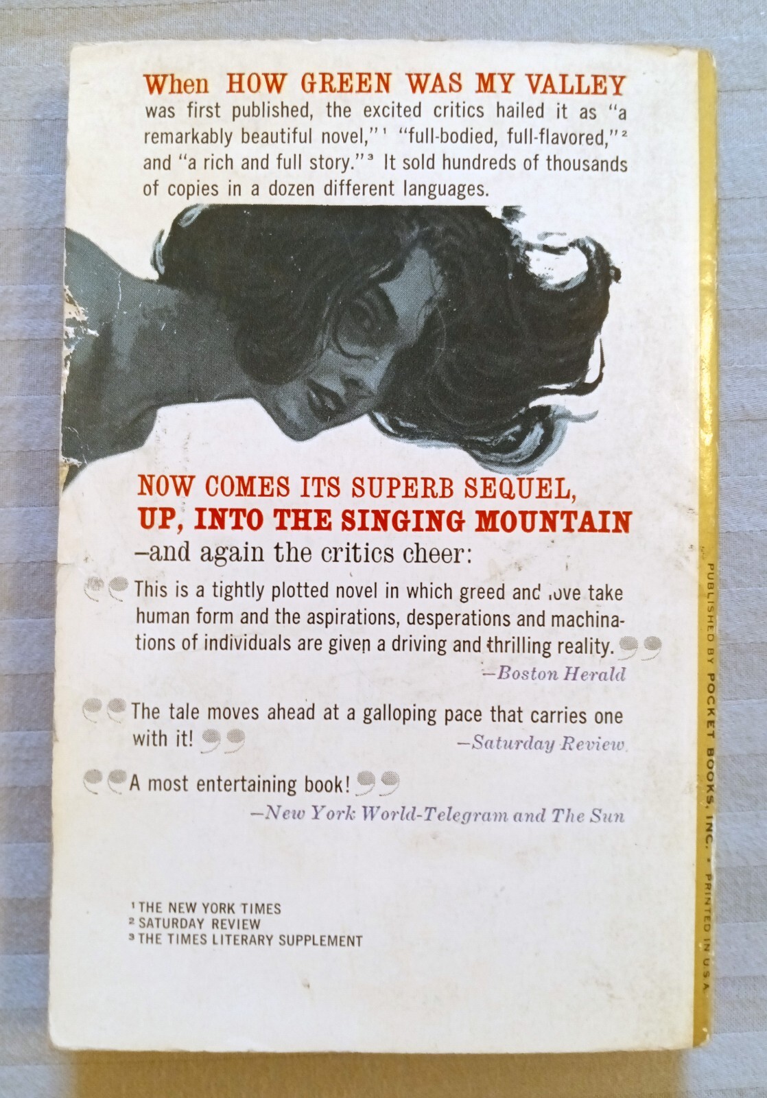 UP, INTO THE SINGING MOUNTAIN, RICHARD LLEWELLYN, POCKET BOOKS PAPERABCK PB 1961