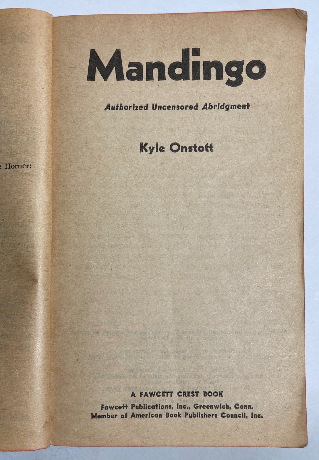 Mandingo Kyle Onstott Authorized Uncensored Abridgment 1970 Paperback Vintage