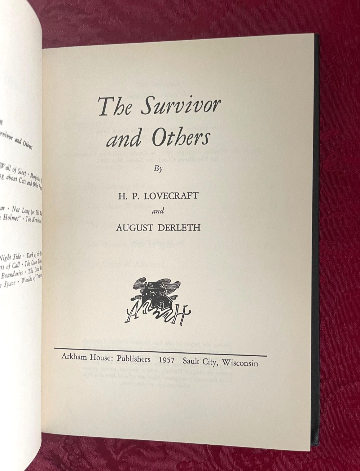 H.P. Lovecraft & Derleth The Survivor and Others Arkham House 1957 1st Ed F/NF