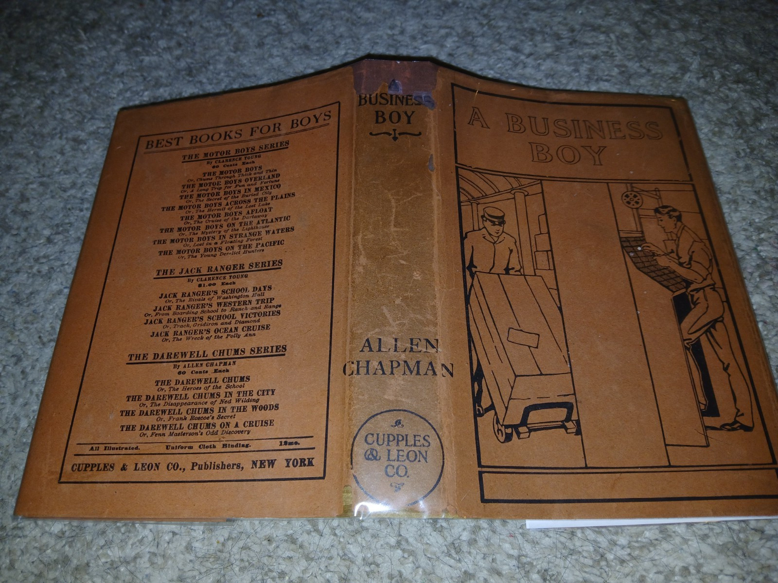A Business Boy 1908 Allen Chapman Gorgeous Early Printing Terra Cotta Jacket!