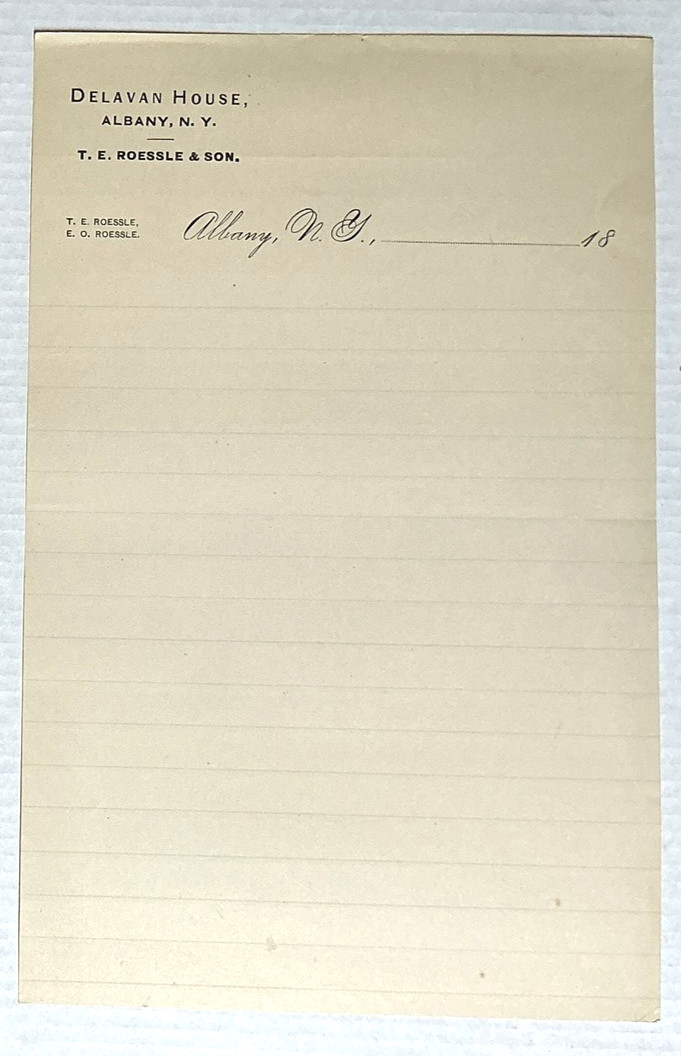 Antique Delavan House Albany New York Letterhead