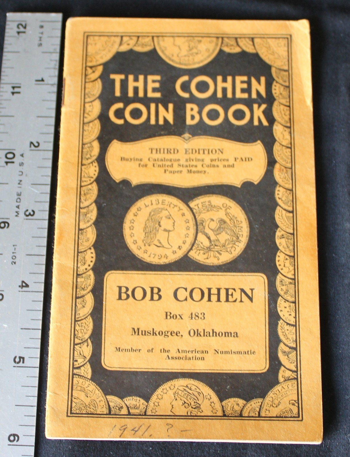 Vintage COHEN COIN BOOK Buying Catalog US Coins / Currency Muskogee Oklahoma