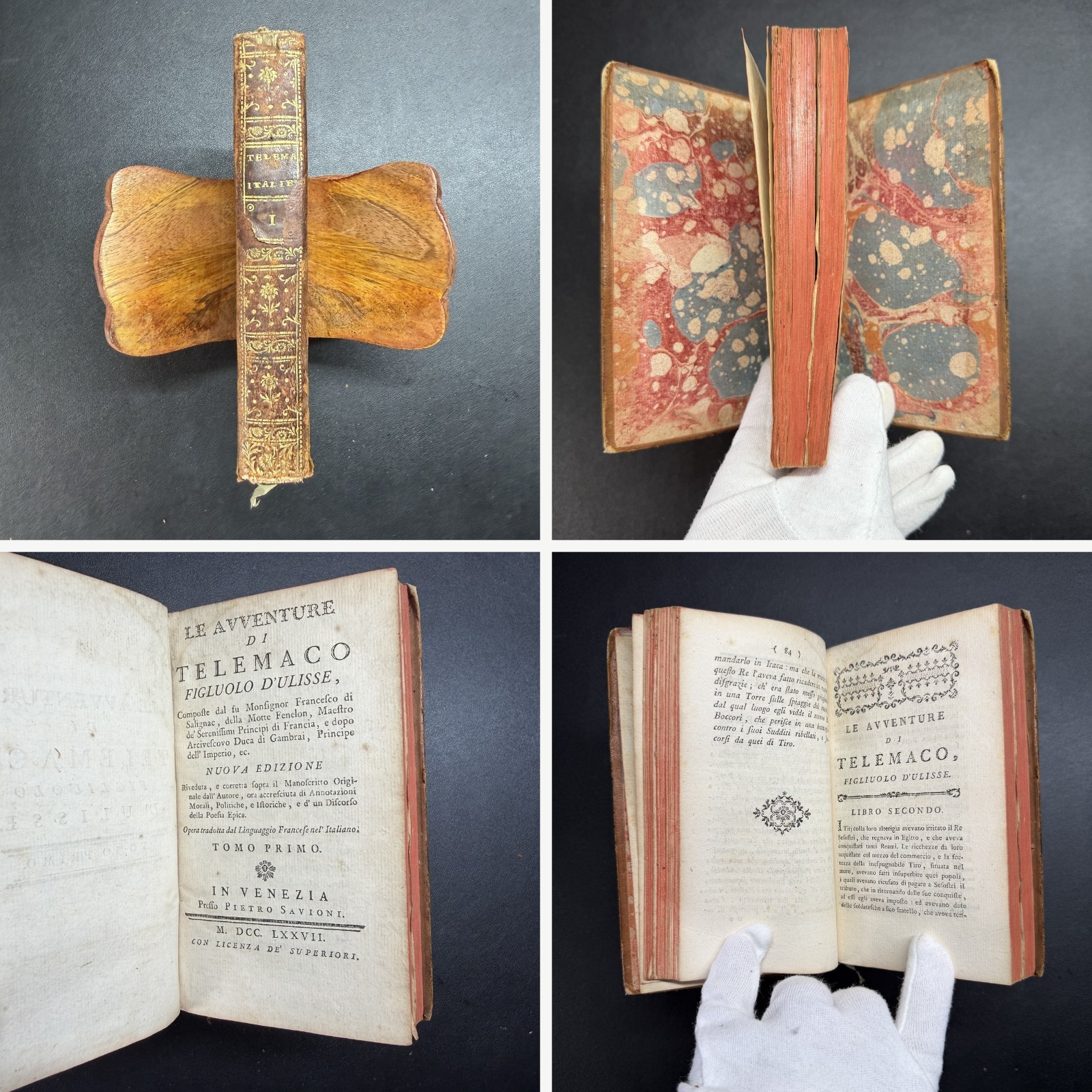 1776 Fenelon Telemaco Italian Enlightenment Literature Venice Leather Vol 1