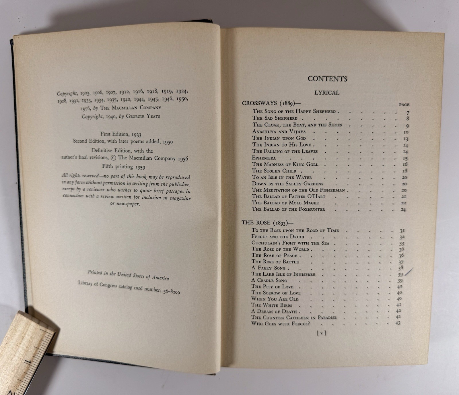 1959 Collected Poems of W.B. Yeats HC Definitive Edition Macmillan Book
